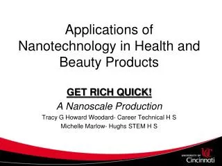 Applications of Nanotechnology in Health and Beauty Products