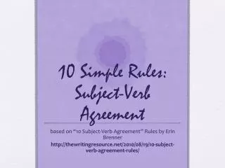 10 Simple Rules: Subject-Verb Agreement