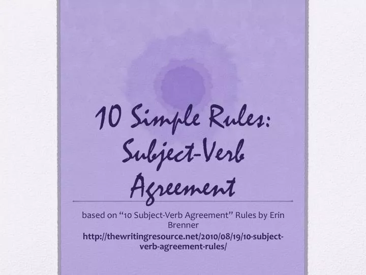 10 simple rules subject verb agreement