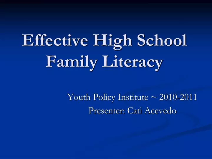 effective high school family literacy