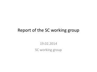Report of the SC working group