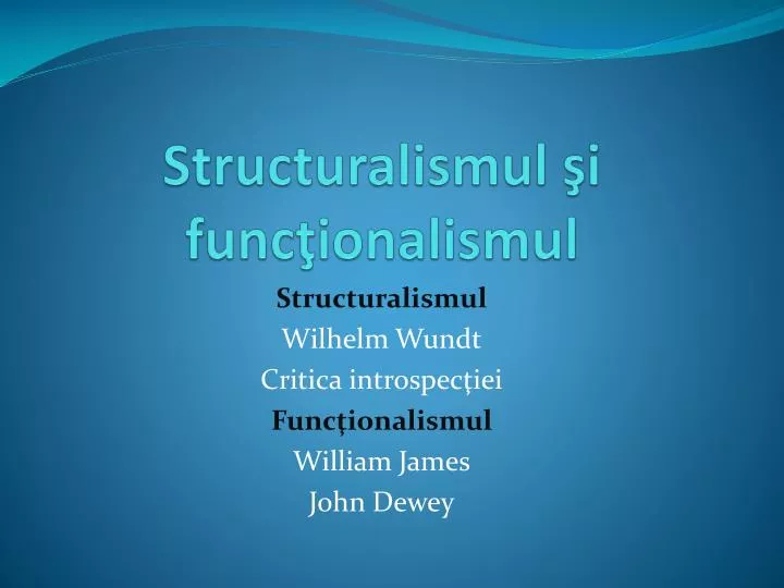 structuralismul i func ionalismul