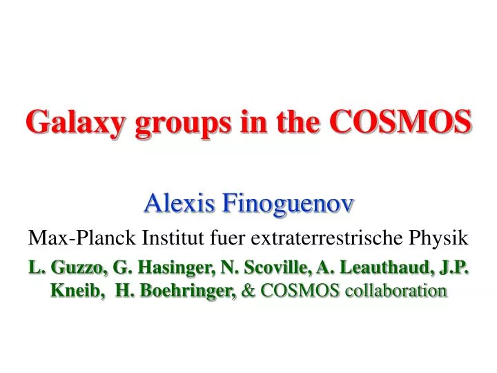 galaxy groups in the cosmos