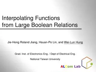 Interpolating Functions from Large Boolean Relations