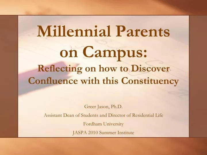millennial parents on campus reflecting on how to discover confluence with this constituency