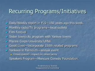 Recurring Programs/Initiatives