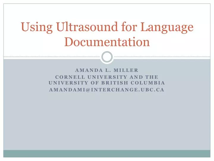 using ultrasound for language documentation