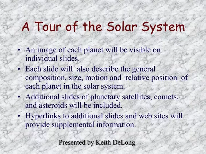 a tour of the solar system