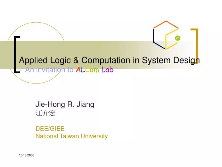applied logic computation in system design an invitation to a l c om lab