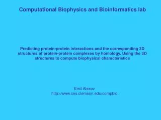 Computational Biophysics and Bioinformatics lab
