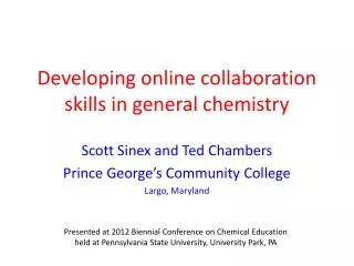 Developing online collaboration skills in general chemistry