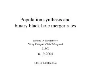 Population synthesis and binary black hole merger rates