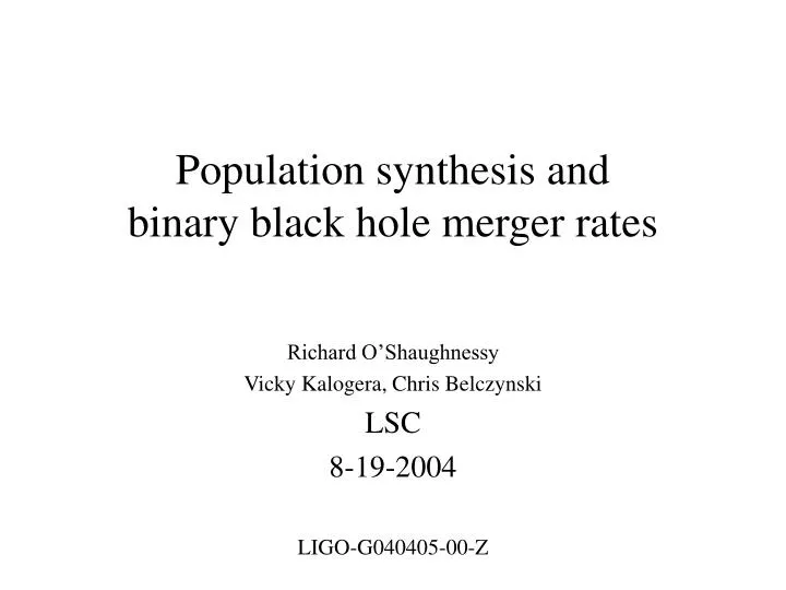 population synthesis and binary black hole merger rates