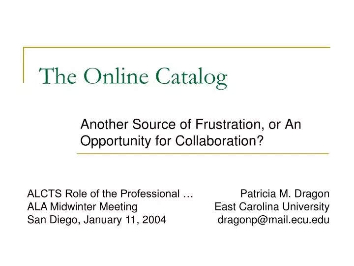 the online catalog