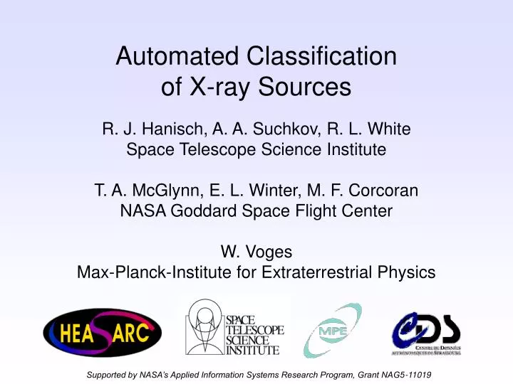 automated classification of x ray sources