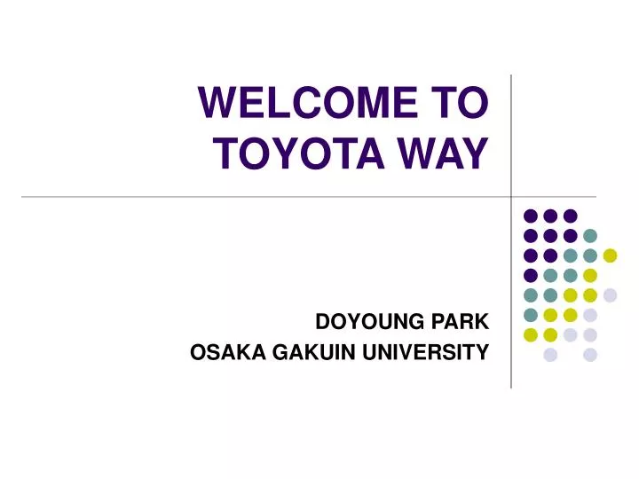 welcome to toyota way