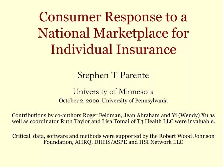 consumer response to a national marketplace for individual insurance