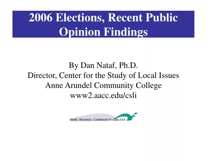 2006 elections recent public opinion findings