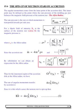 15.6 THE SPIN-UP OF NEUTRON STARS BY ACCRETION