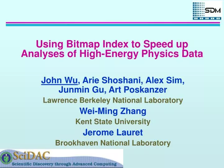 using bitmap index to speed up analyses of high energy physics data