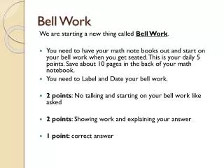 Bell Work