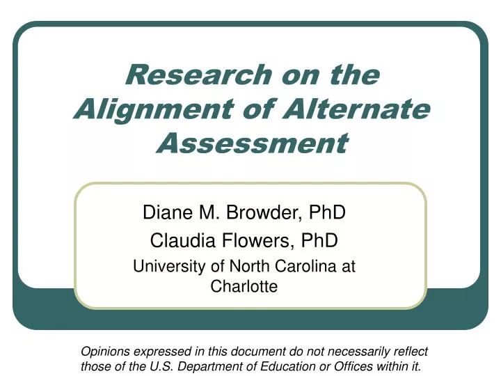 research on the alignment of alternate assessment