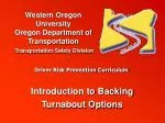 Introduction to Backing Turnabout Options - slide 1