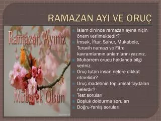 ramazan ayi ve oru