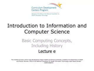 Introduction to Information and Computer Science