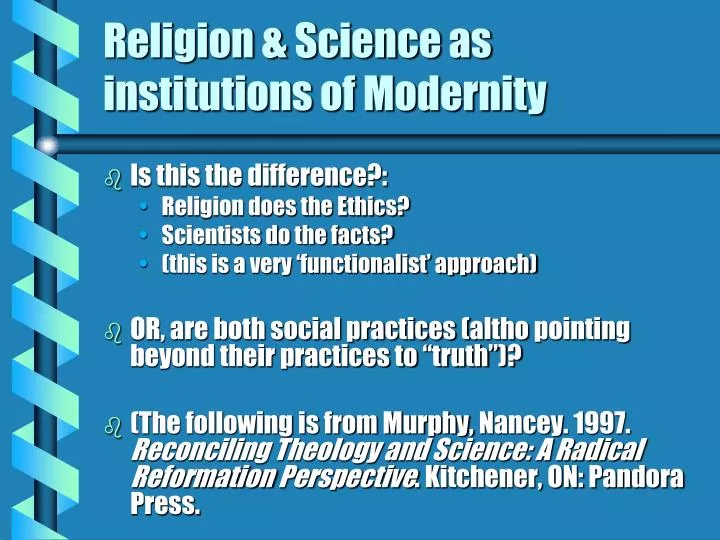 religion science as institutions of modernity