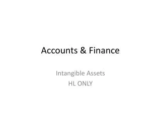 Accounts &amp; Finance