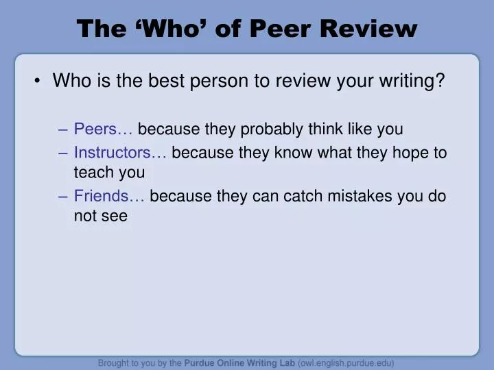 the who of peer review