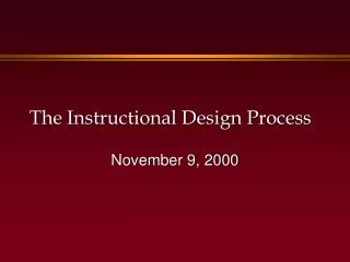 The Instructional Design Process