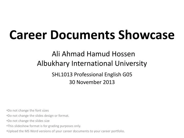 career documents showcase