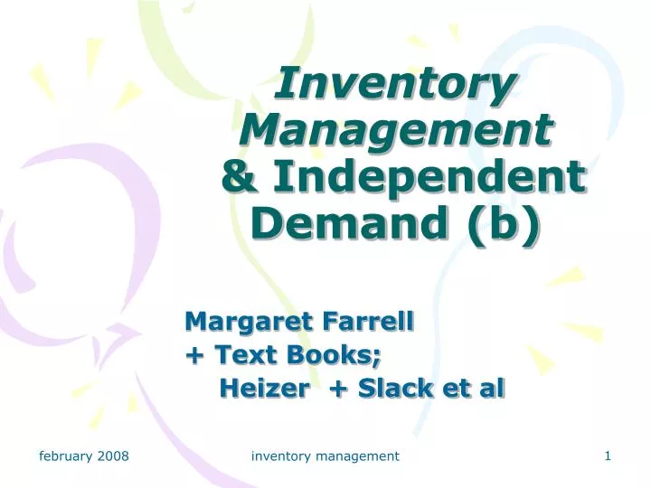 inventory management independent demand b