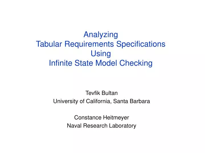analyzing tabular requirements specifications using infinite state model checking
