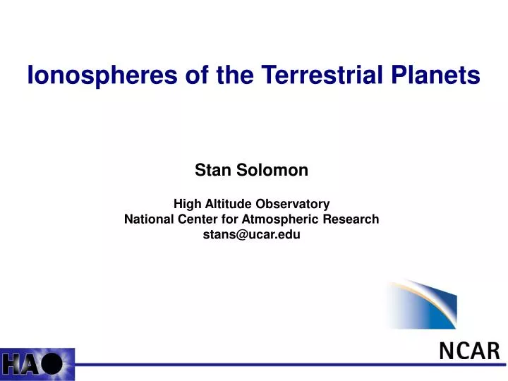 ionospheres of the terrestrial planets