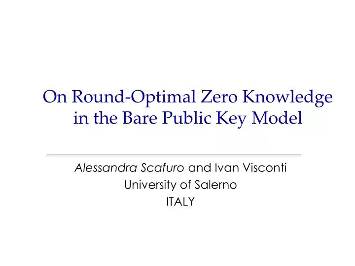 on round optimal zero knowledge in the bare public key model