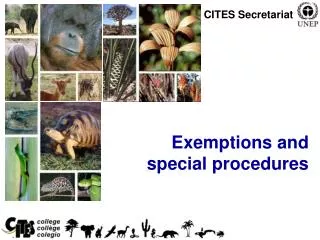 Exemptions and special procedures