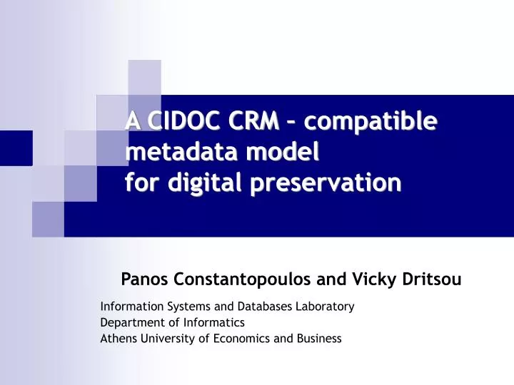 a cidoc crm compatible metadata model for digital preservation