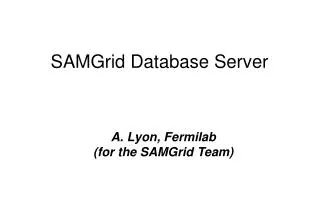SAMGrid Database Server