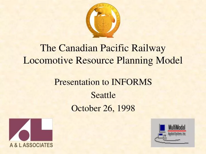 the canadian pacific railway locomotive resource planning model