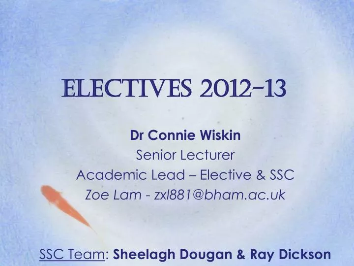 electives 2012 13