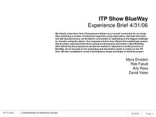 ITP Show BlueWay Experience Brief 4/31/06