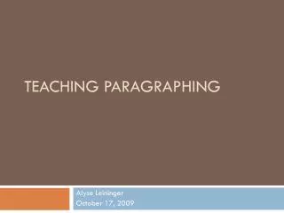 Teaching Paragraphing