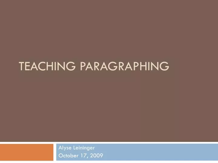 teaching paragraphing