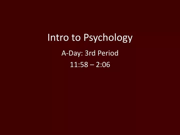 intro to psychology