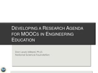 Developing a Research Agenda for MOOCs in Engineering Education