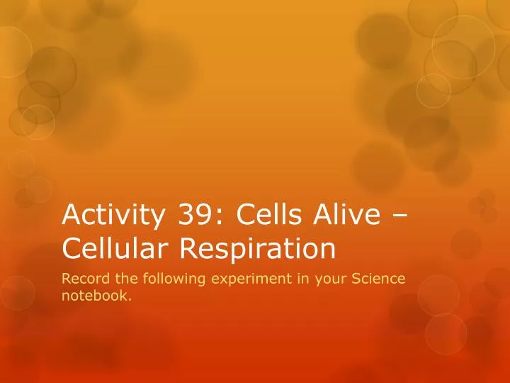 activity 39 cells alive cellular respiration