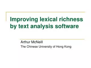 Improving lexical richness by text analysis software